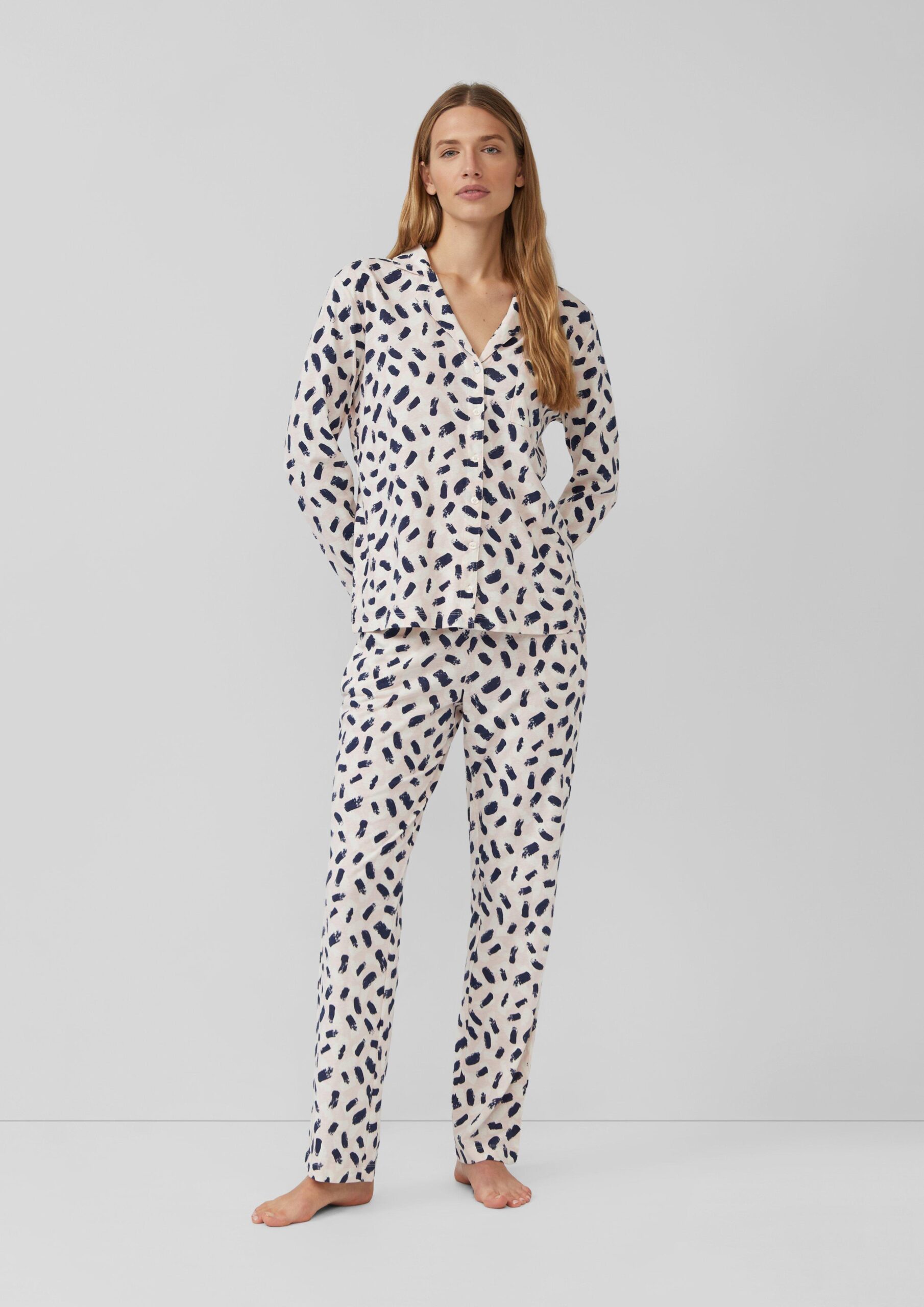 Pyjama-Hose mit All-over-Druck und Eingrifftaschen