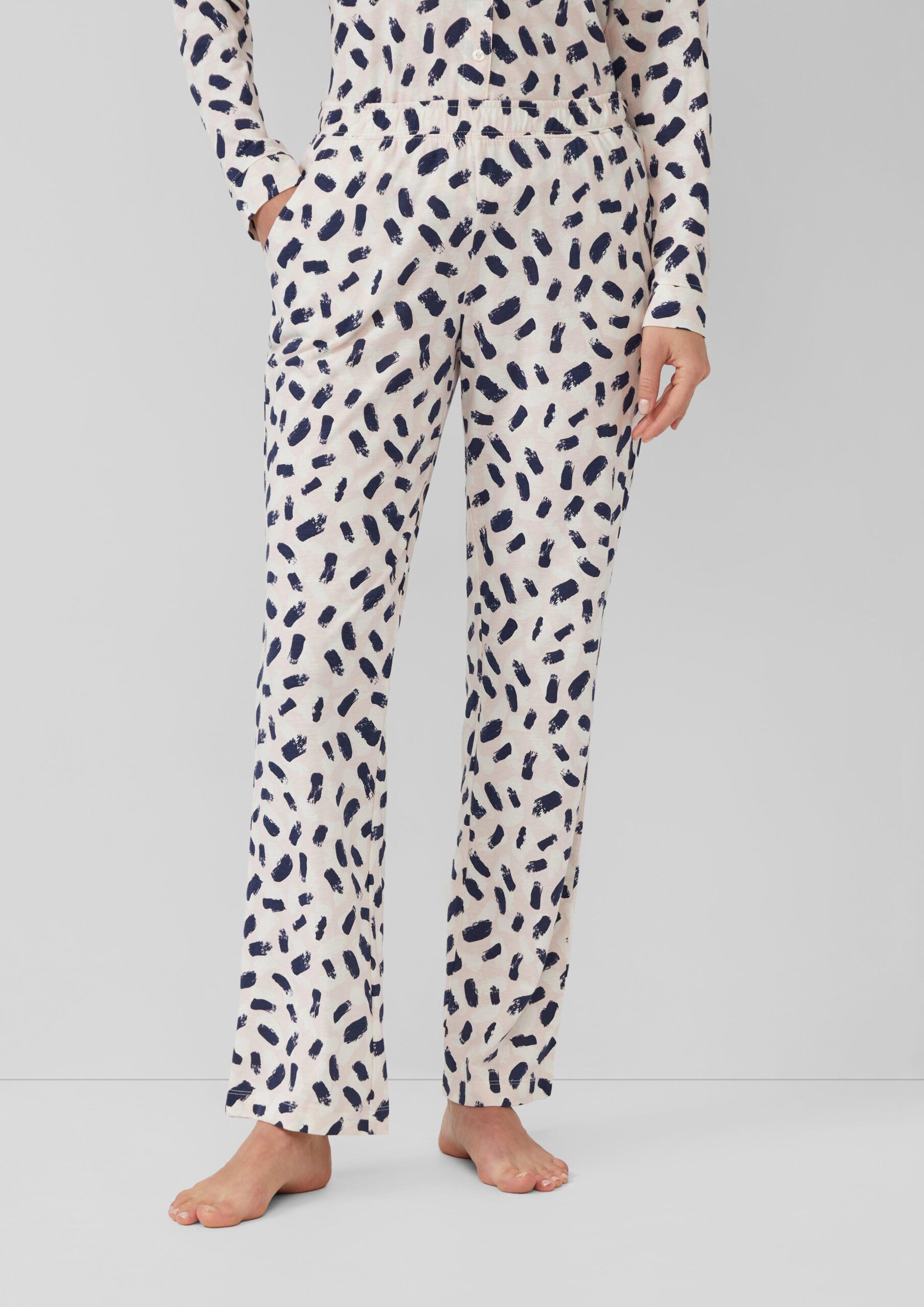 Pyjama-Hose mit All-over-Druck und Eingrifftaschen