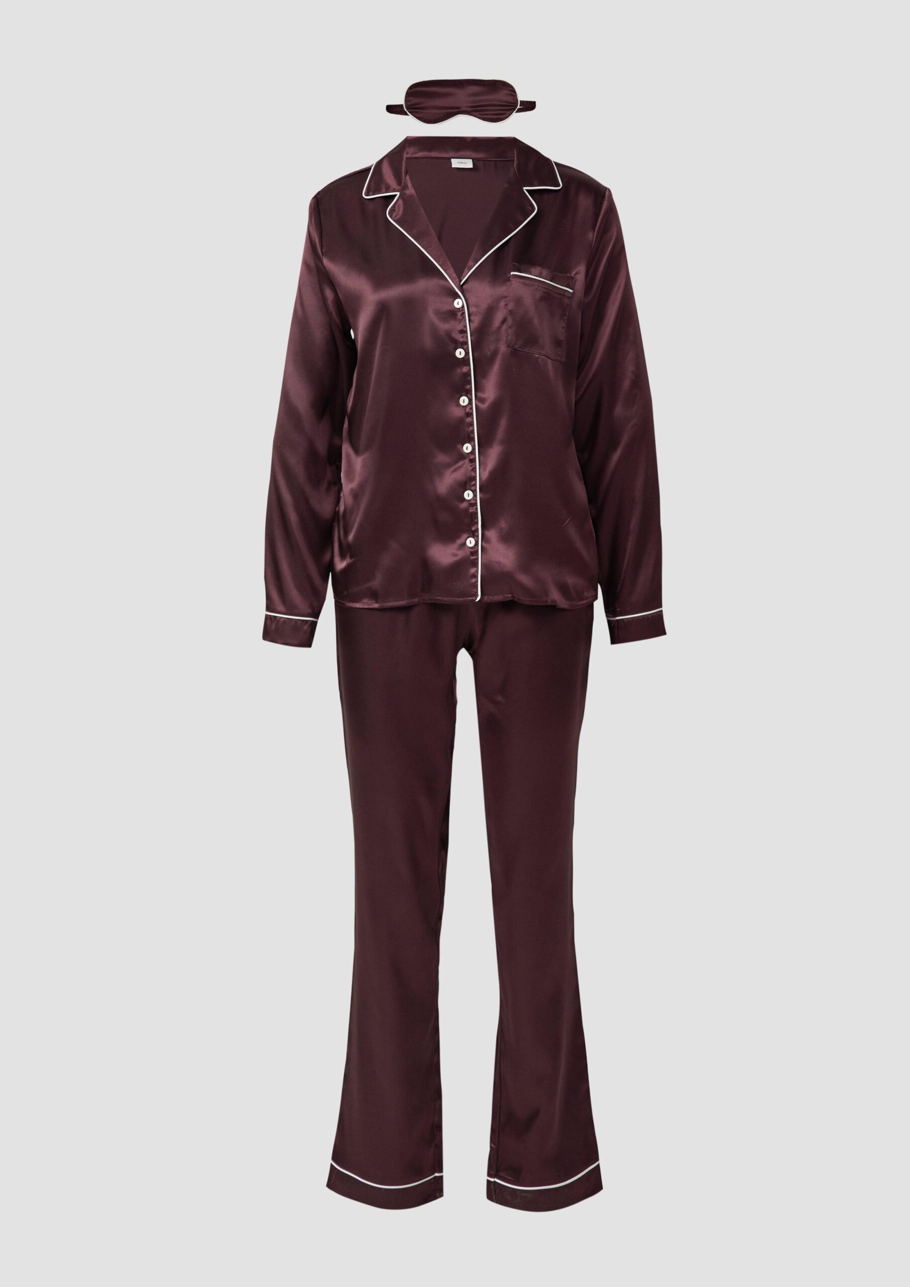 Pyjama in Satin-Optik mit zusätzlicher Schlafmaske