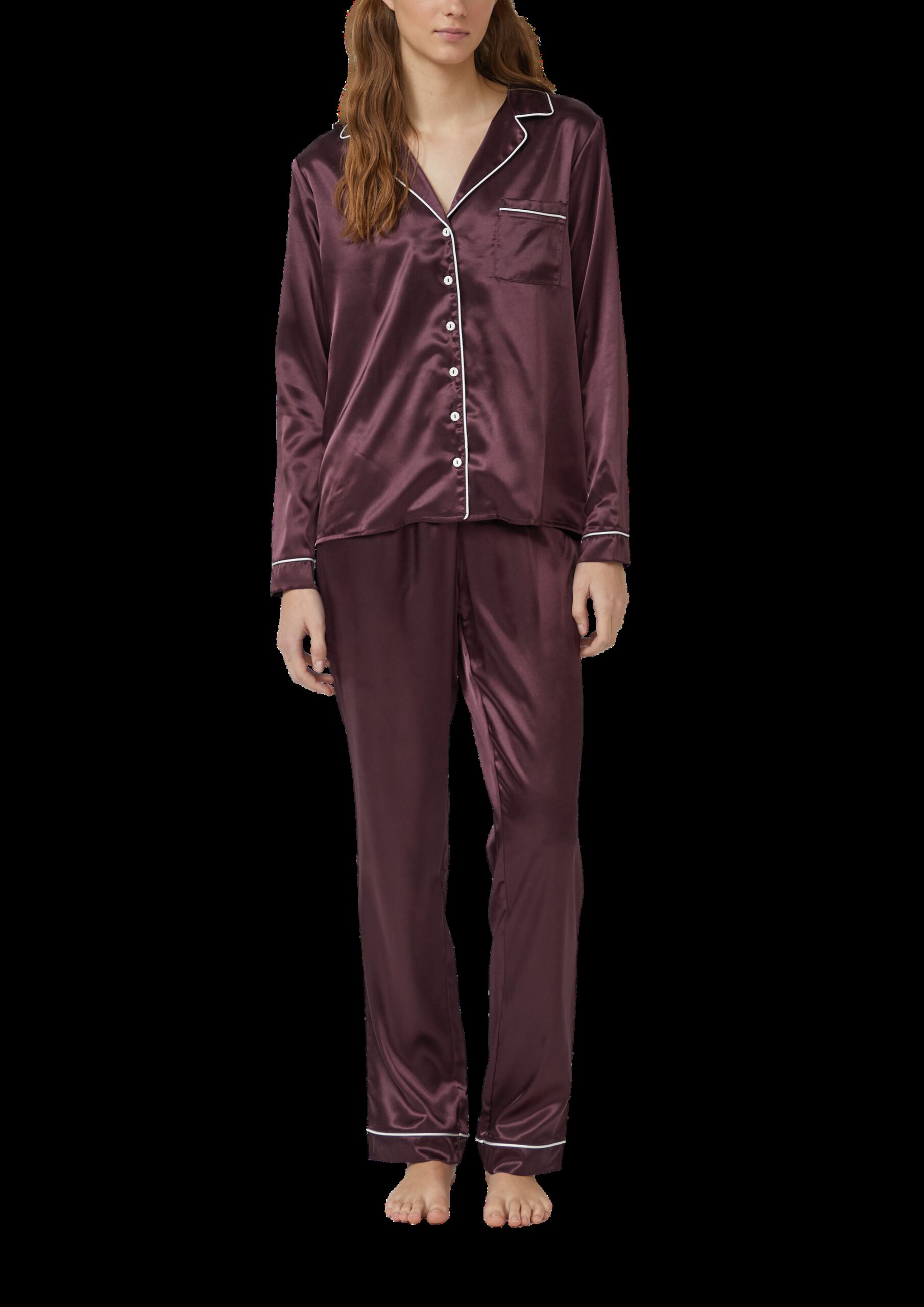 Pyjama in Satin-Optik mit zusätzlicher Schlafmaske