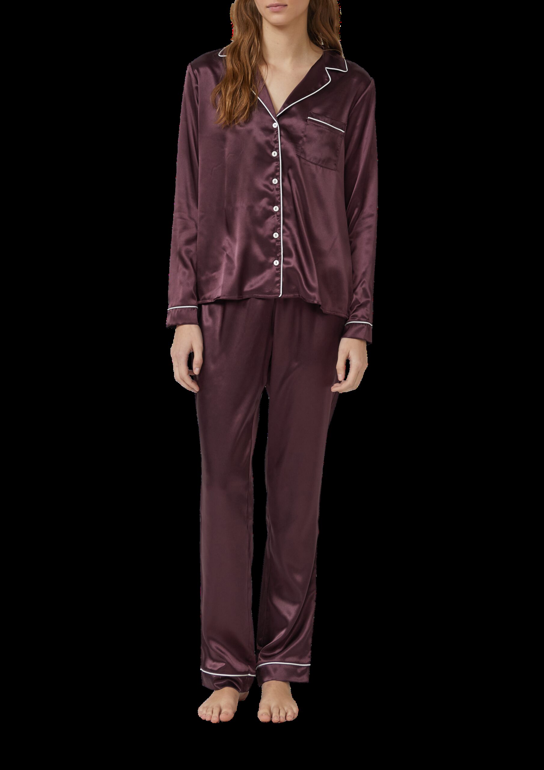 Pyjama in Satin-Optik mit zusätzlicher Schlafmaske