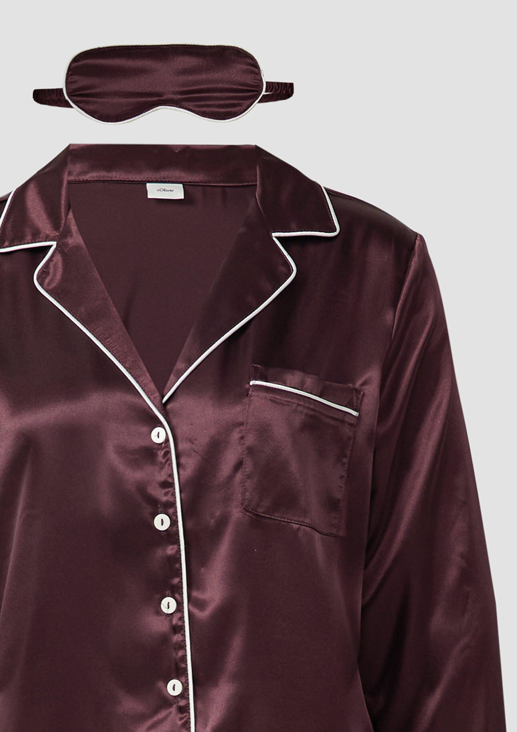 Pyjama in Satin-Optik mit zusätzlicher Schlafmaske