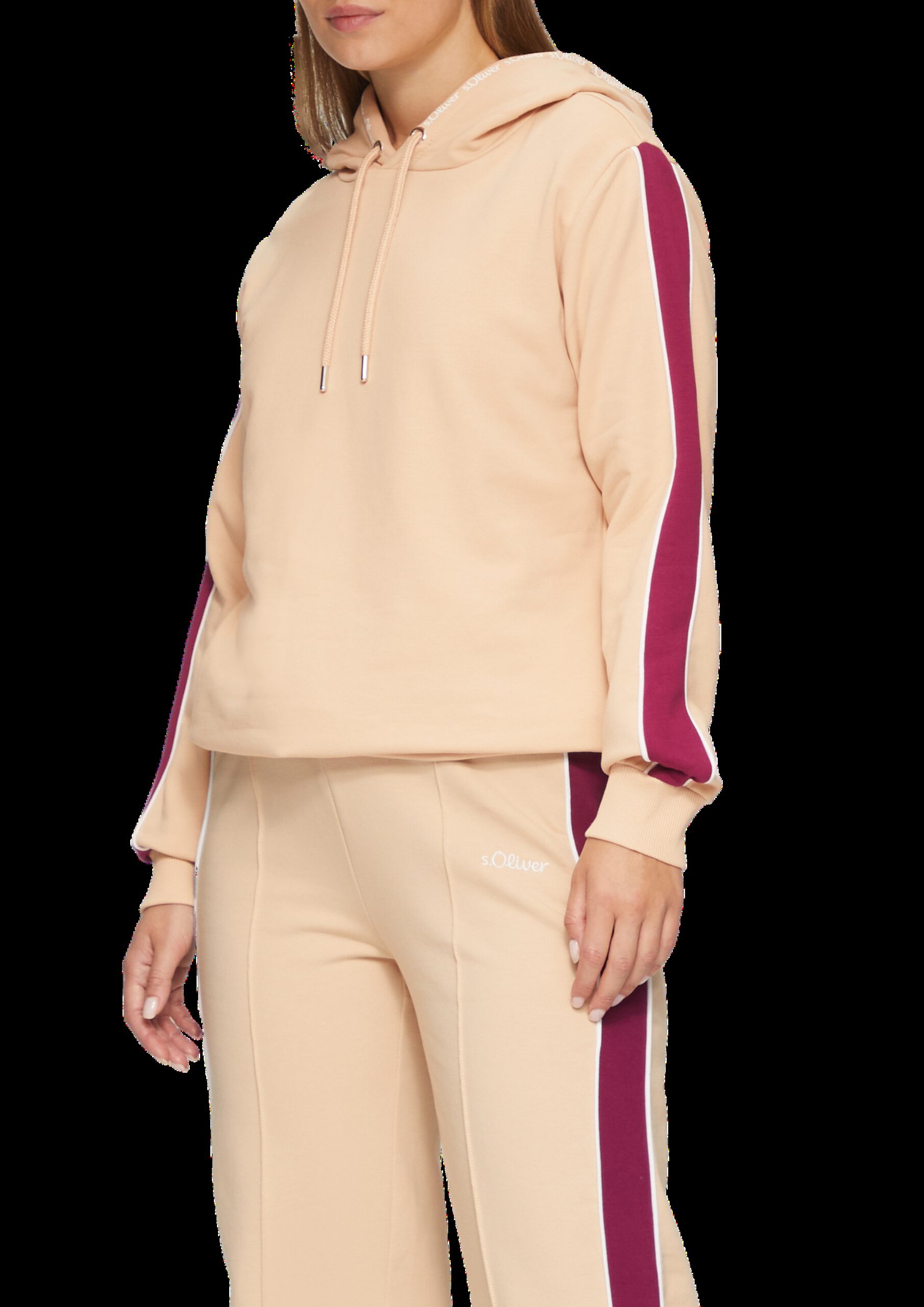 Sweatjacke mit Seitenstreifen und Kapuze