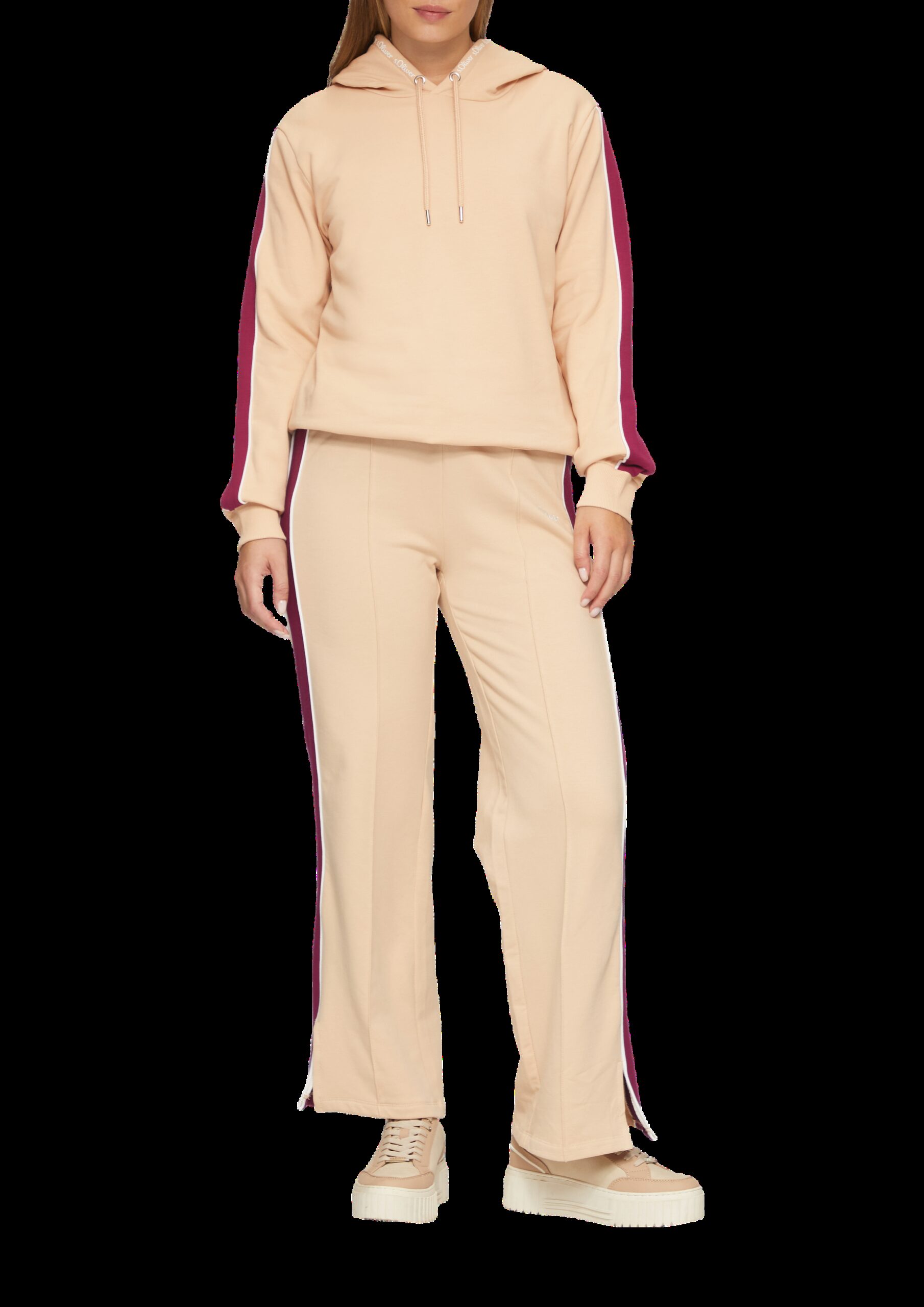 Sweatjacke mit Seitenstreifen und Kapuze