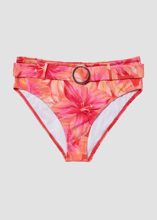 High-Waist-Bikinihose mit abnehmbarem Gürtel mit Zierring