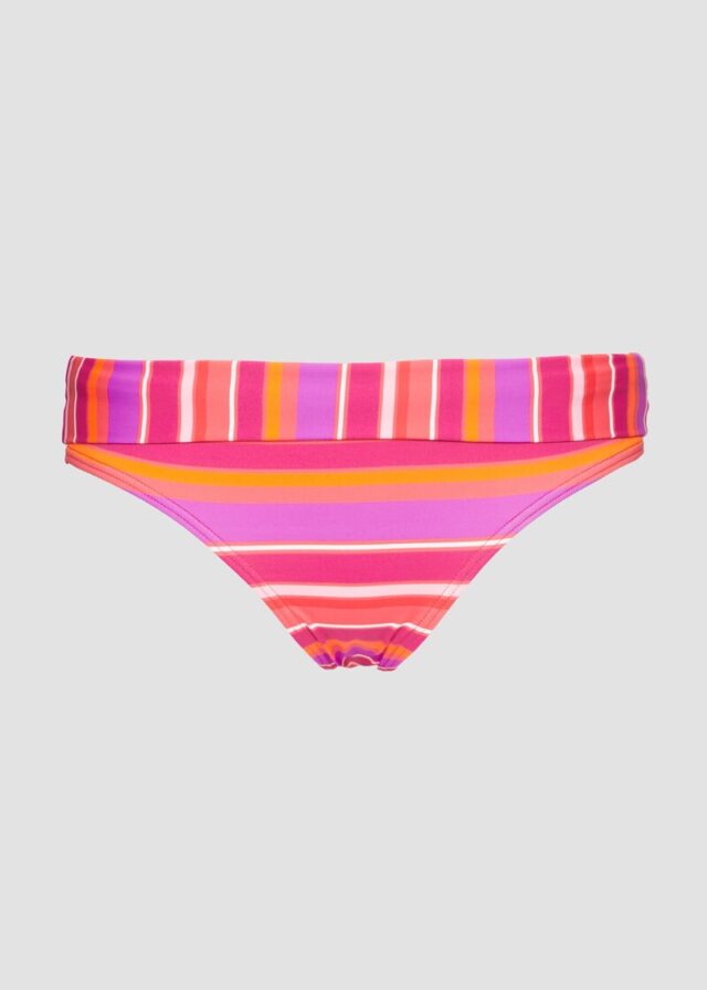 Bikinihose mit Umschlagbund und Streifen