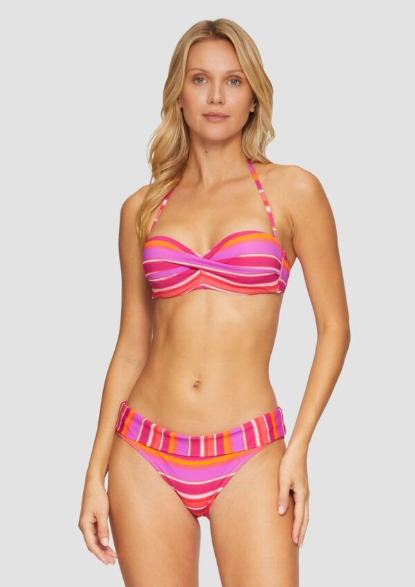 Bikinihose mit Umschlagbund und Streifen