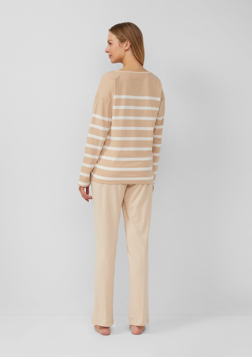Pyjama aus Baumwollmix mit gestreiftem Oberteil
