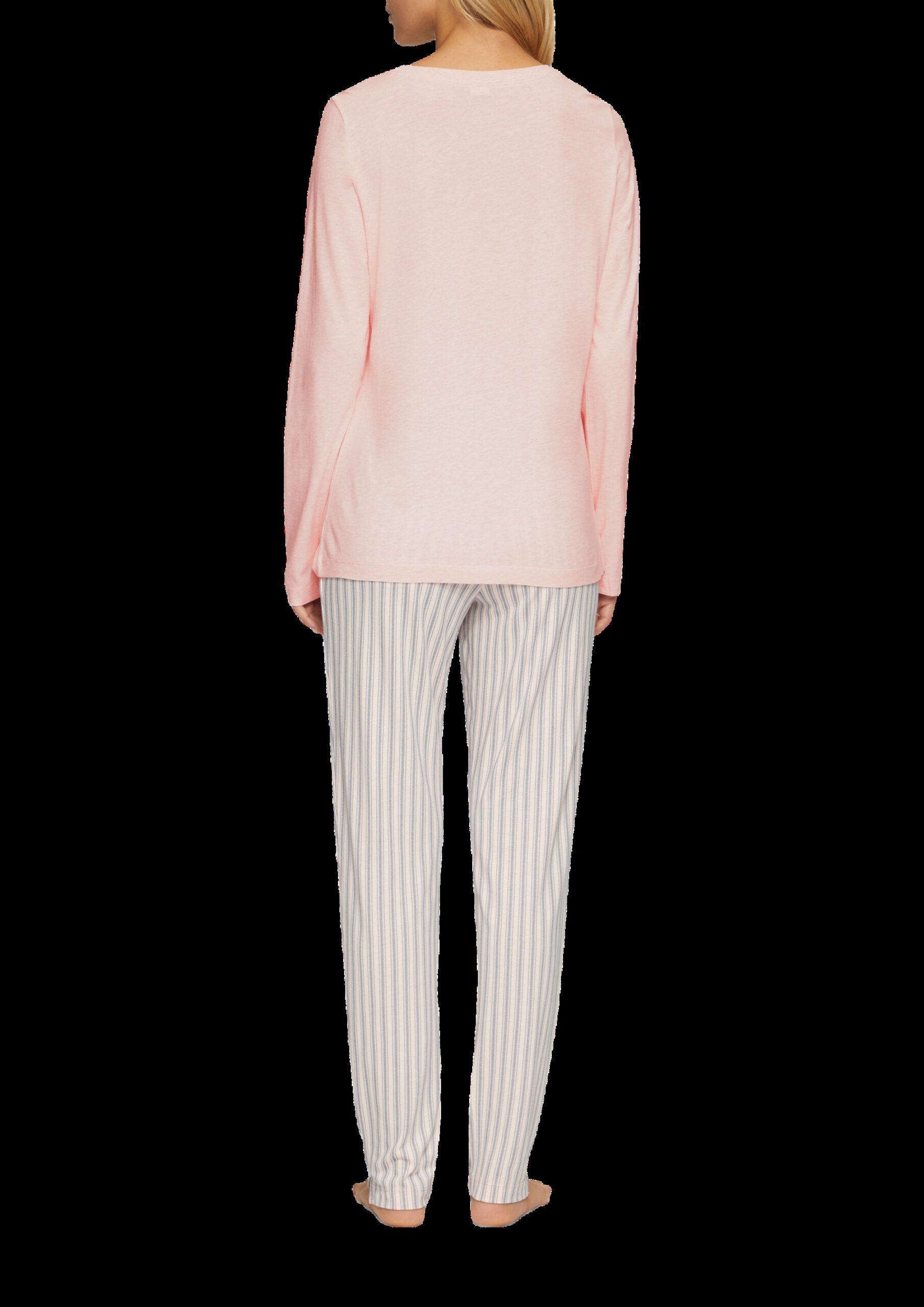 Meliertes Pyjamashirt mit Blumenstickerei