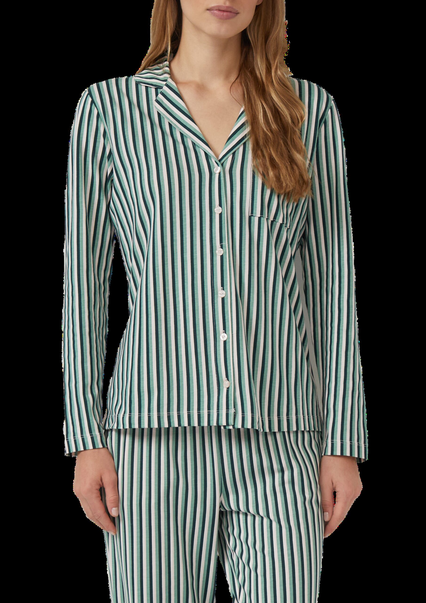 Florales Pyjama-Oberteil mit durchgehender Knopfleiste