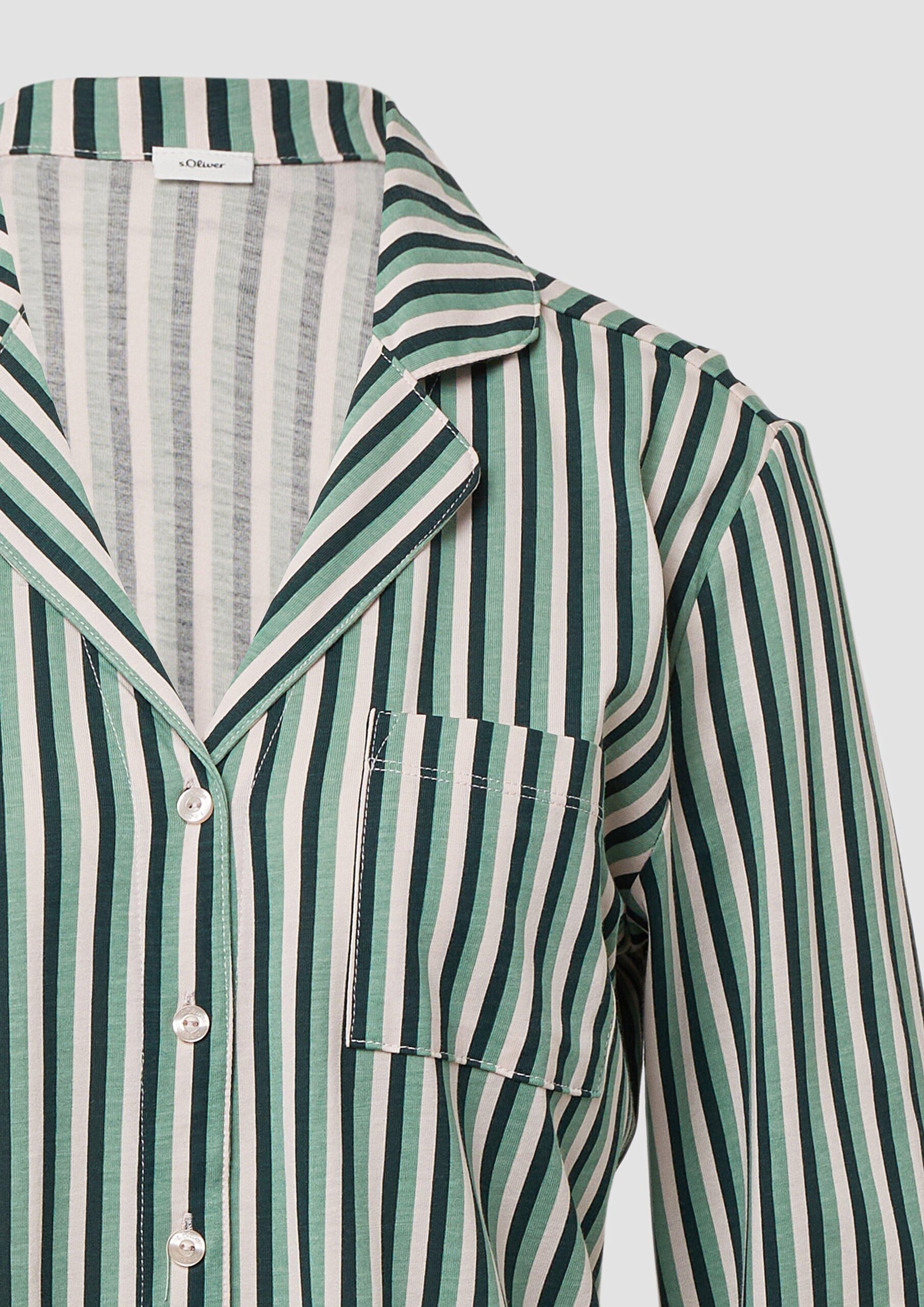 Florales Pyjama-Oberteil mit durchgehender Knopfleiste