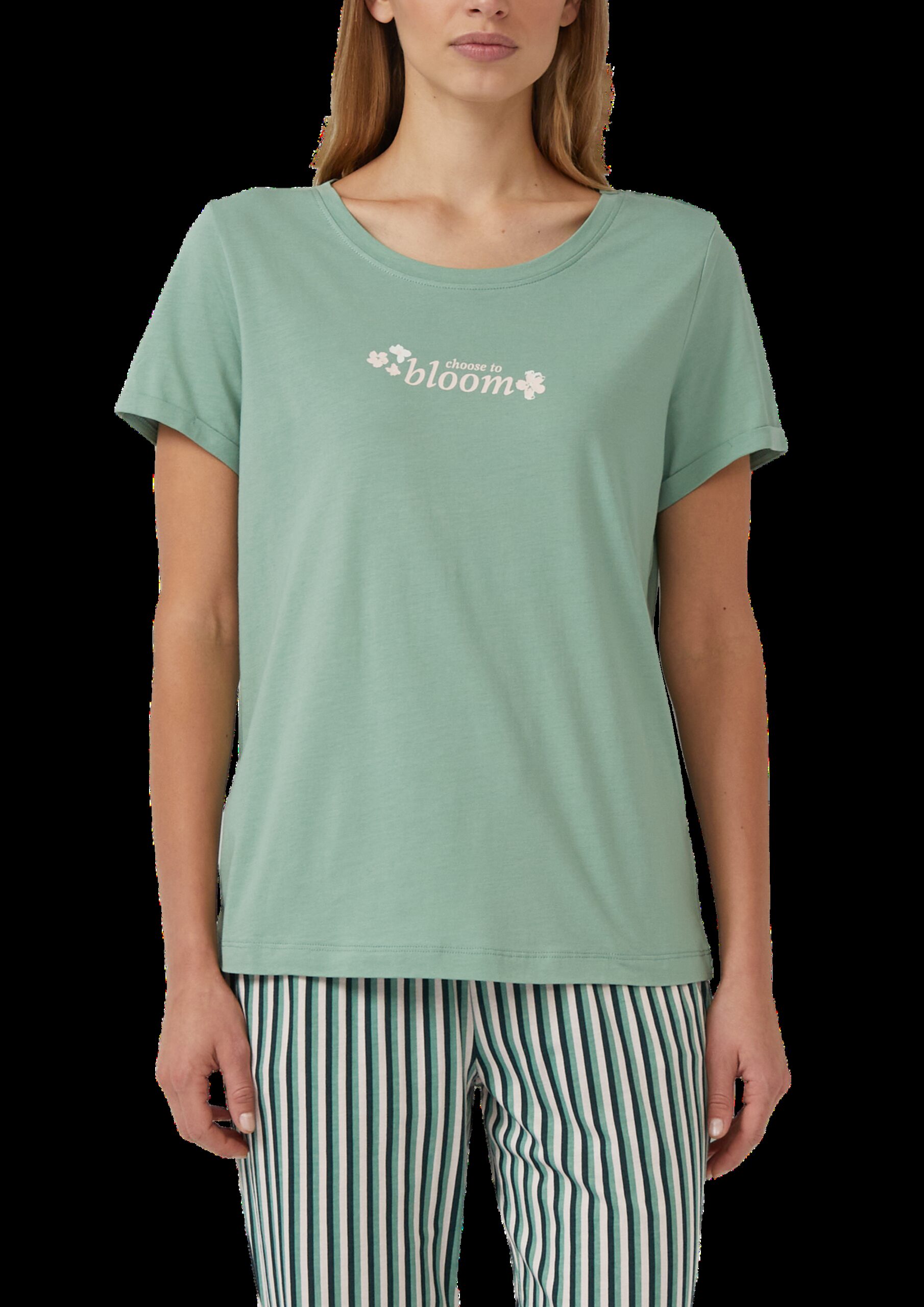 Pyjama-Oberteil mit Frontprint aus Single-Jersey