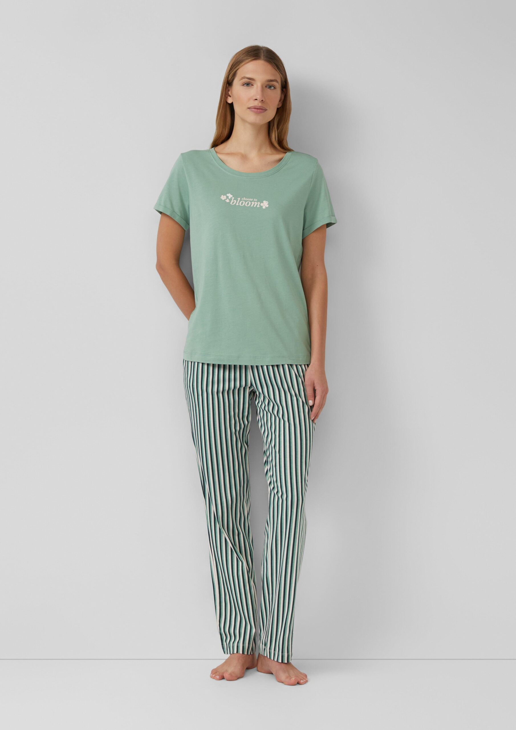 Pyjama-Oberteil mit Frontprint aus Single-Jersey