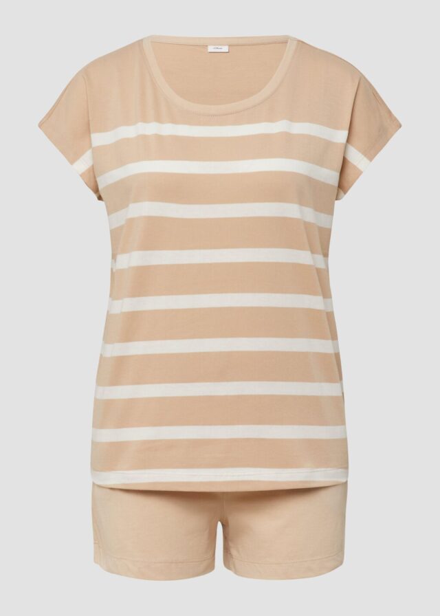 Kurzer Pyjama mit gestreiftem Oberteil