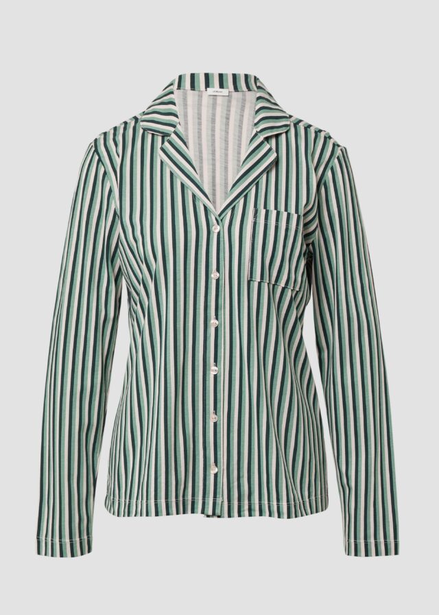 Florales Pyjama-Oberteil mit durchgehender Knopfleiste