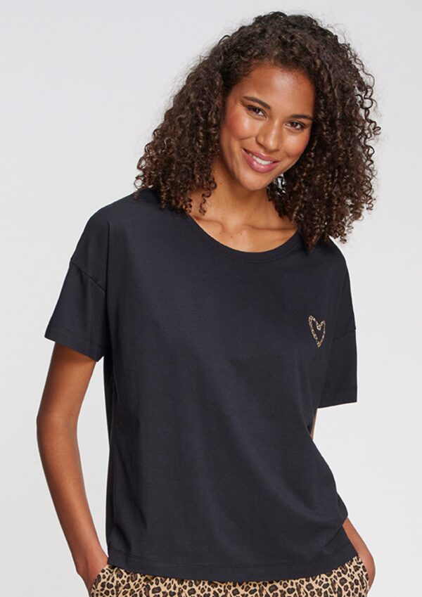 Pyjama-Oberteil mit frontseitigem Herz-Detail