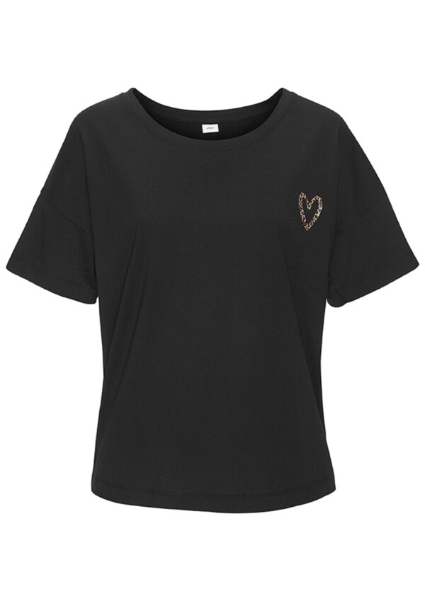 Pyjama-Oberteil mit frontseitigem Herz-Detail