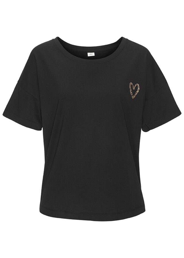 Pyjama-Oberteil mit frontseitigem Herz-Detail